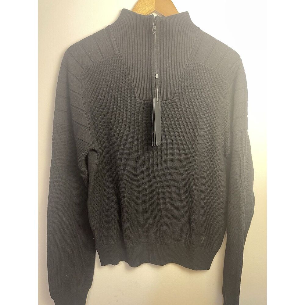 Fried Denim NYC Men's Pullover Sweater 1/4 Zip Black‎ XL New